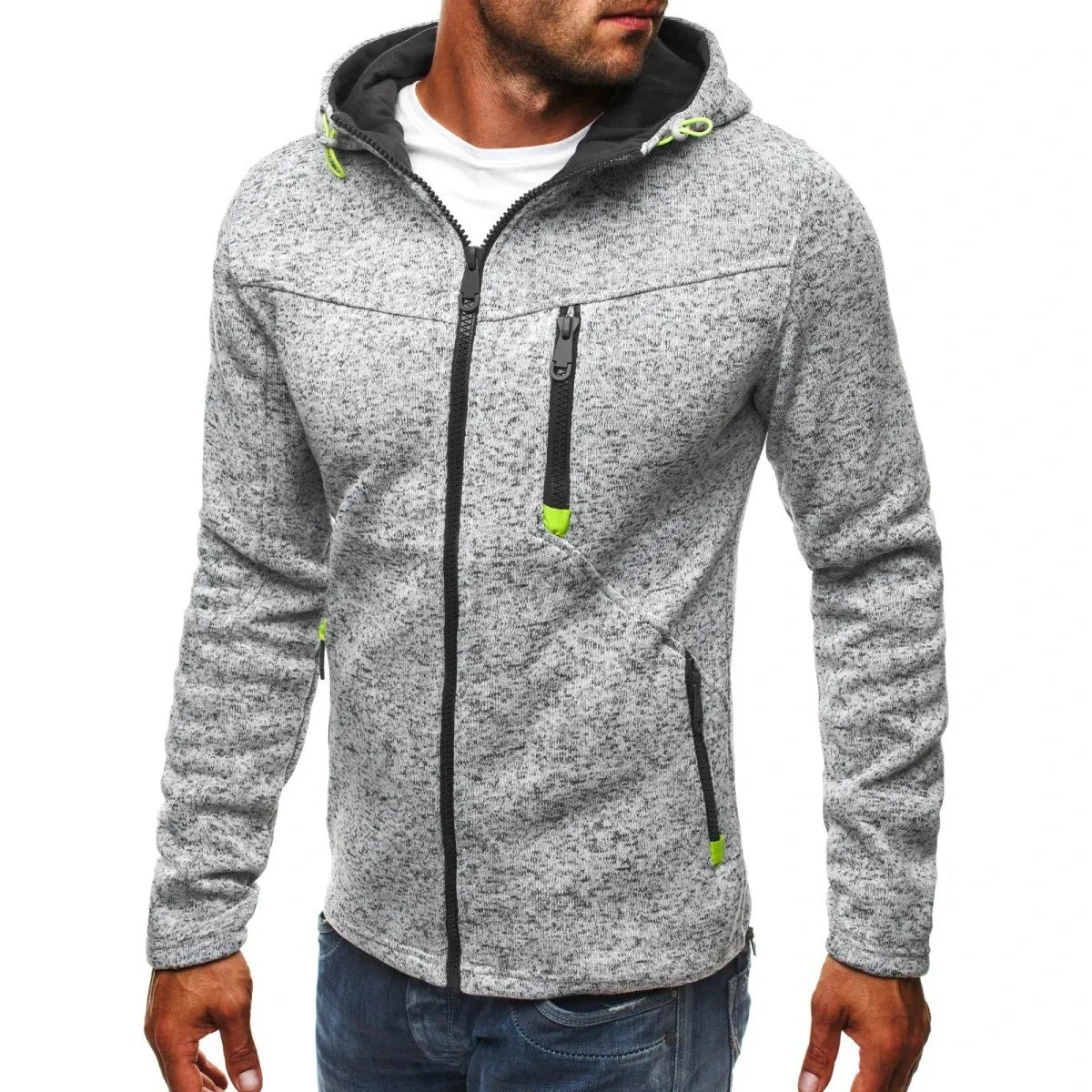 Men's Jacquard Fleece Hooded Sweatshirt Pullover Hoodie