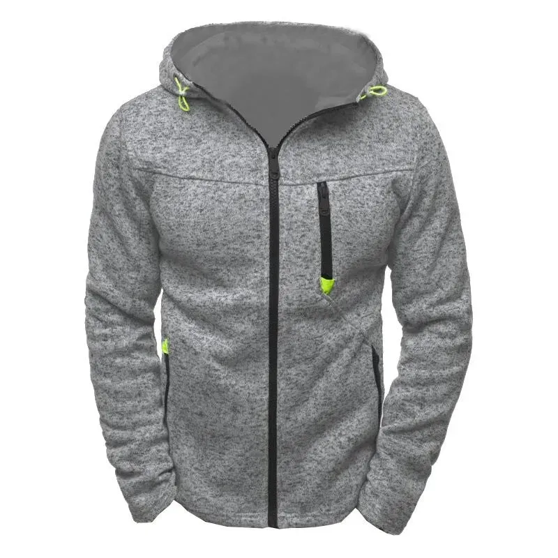 Men's Jacquard Fleece Hooded Sweatshirt Pullover Hoodie