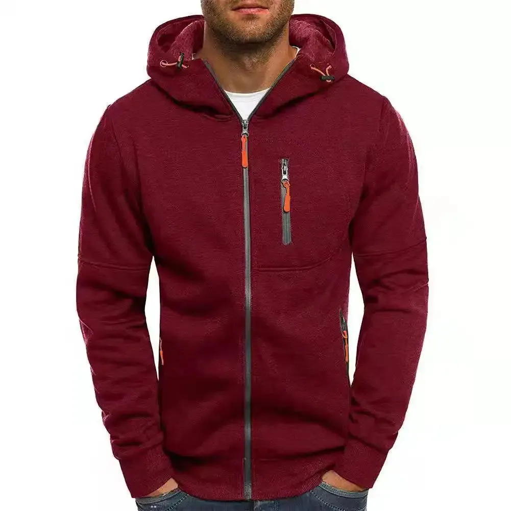 Men's Jacquard Fleece Hooded Sweatshirt Pullover Hoodie