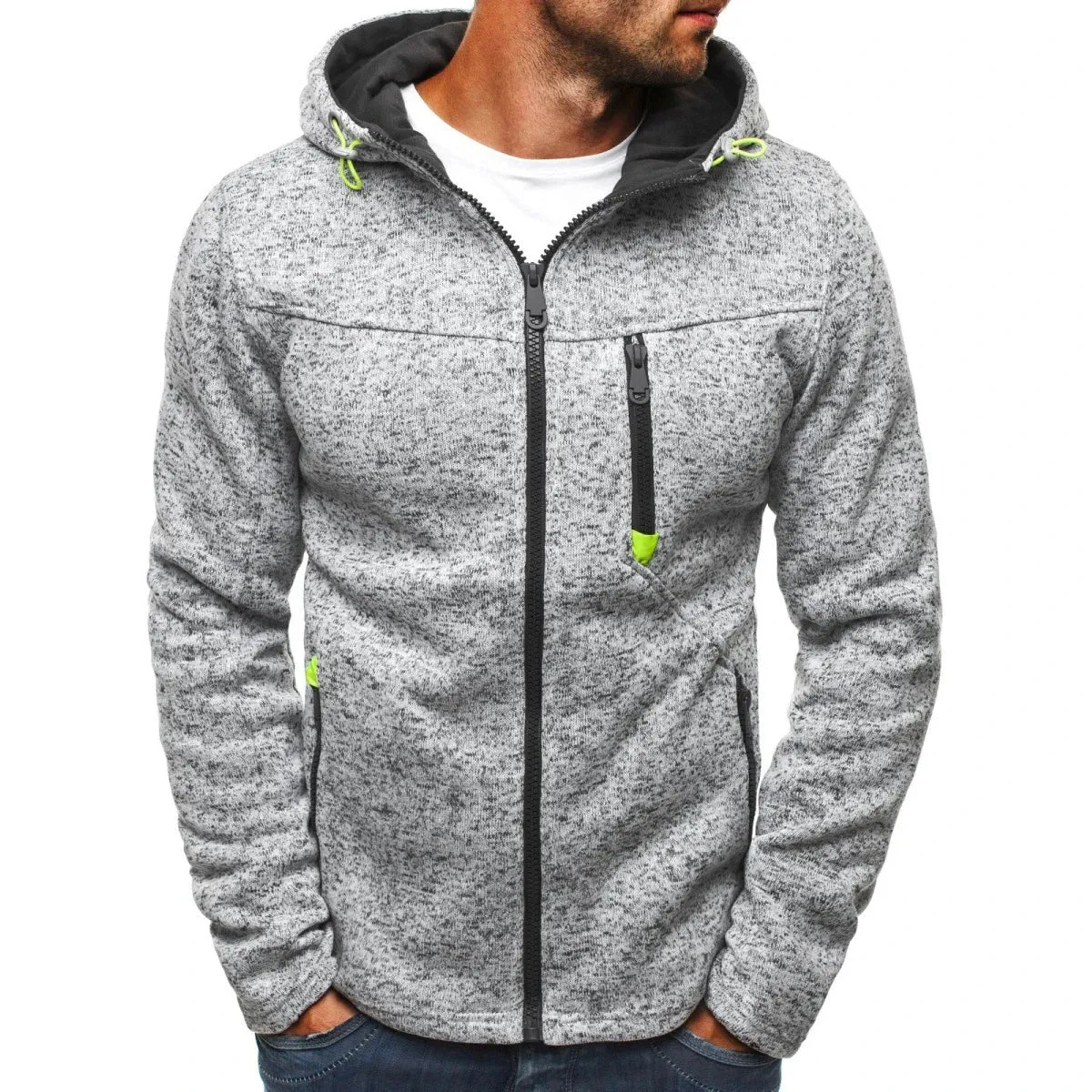 Men's Jacquard Fleece Hooded Sweatshirt Pullover Hoodie