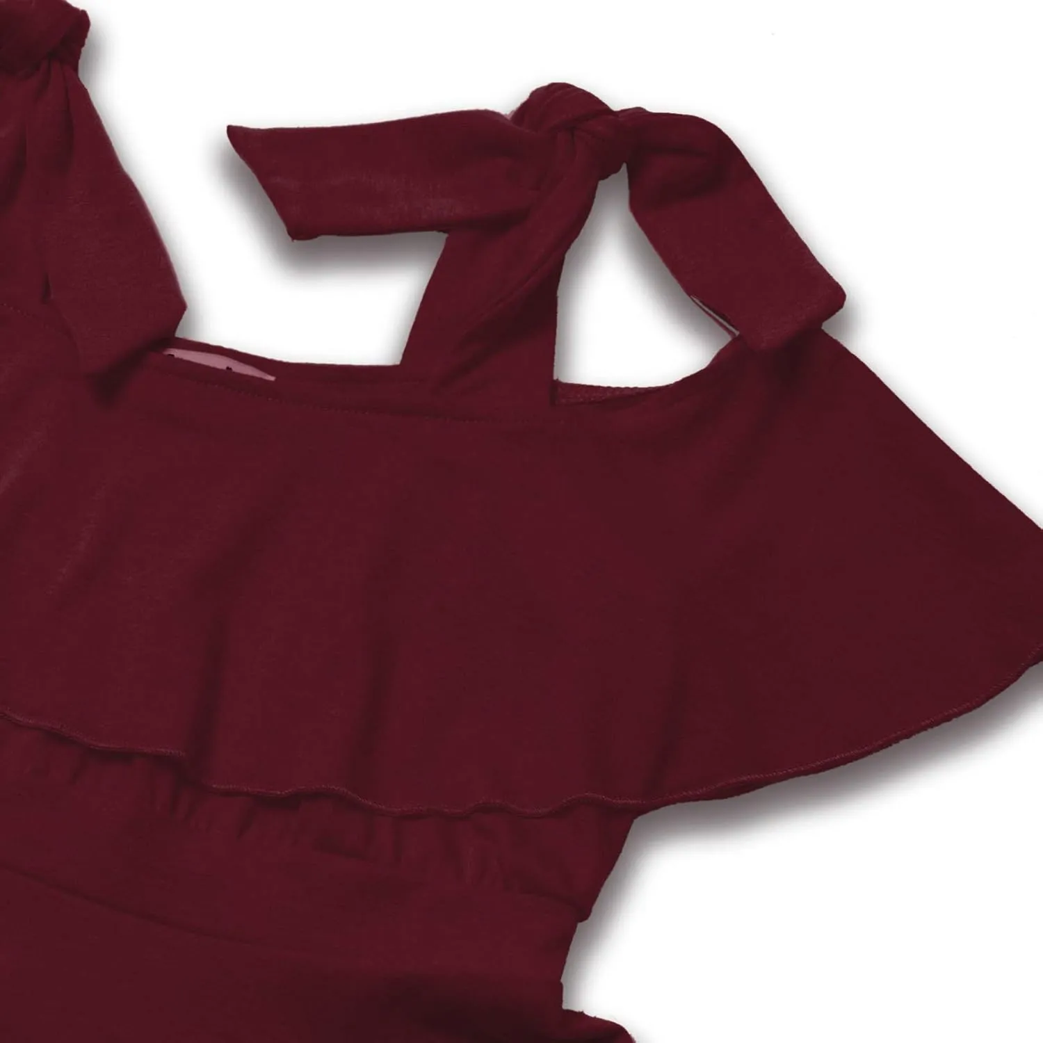 Mirawise Girl's Tie Shoulder Sleeveless Ruffle Summer Casual Cotton Sundress A-line Swing Dress for 4-12 Years Kids