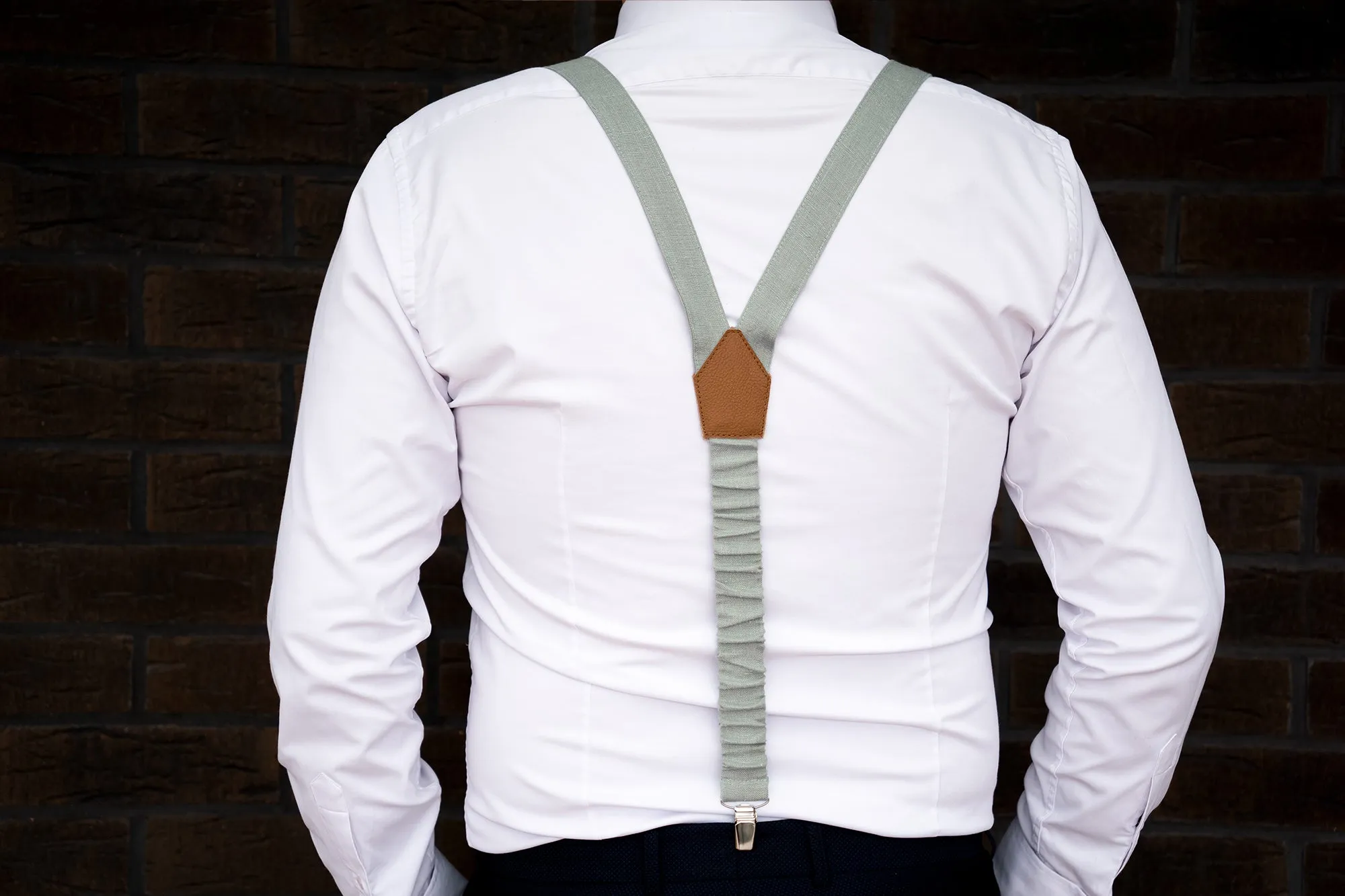 Moss wedding tie and bow tie can be ordered with matching pocket square for weddings | Eco Friendly Linen bow tie gift for groomsmen
