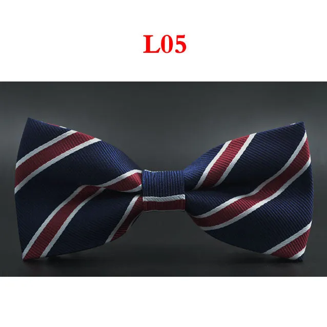 New fashion tuxedo bow tie men red and black tartan groom marry groomsmen wedding party colorful striped butterfly cravats mens