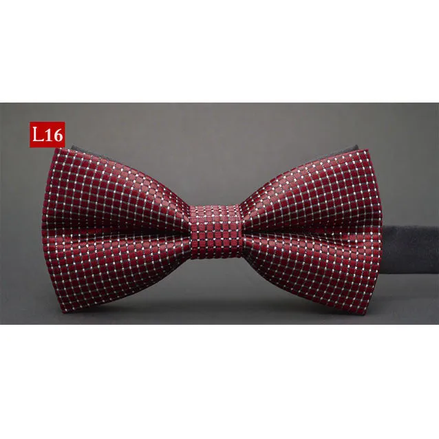 New fashion tuxedo bow tie men red and black tartan groom marry groomsmen wedding party colorful striped butterfly cravats mens