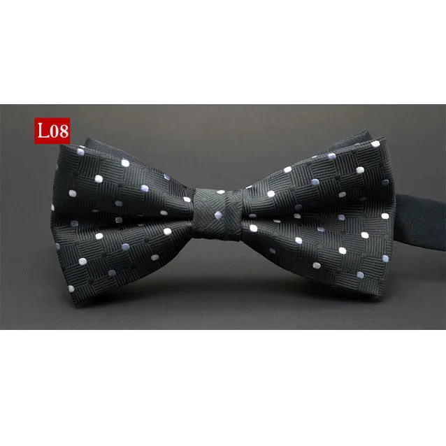 New fashion tuxedo bow tie men red and black tartan groom marry groomsmen wedding party colorful striped butterfly cravats mens