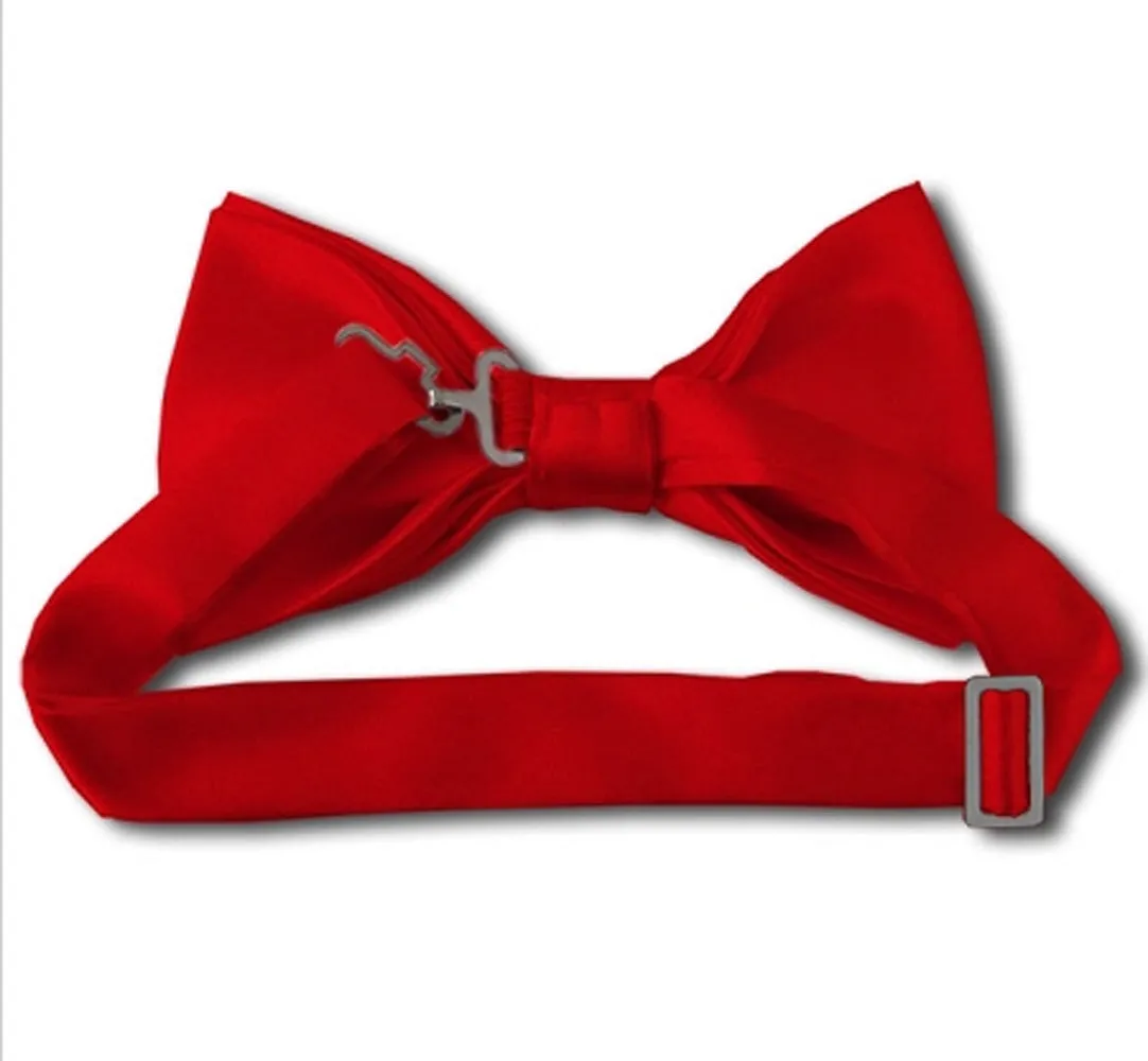 New Solid Satin Pretied Bow Ties - Hot Pink