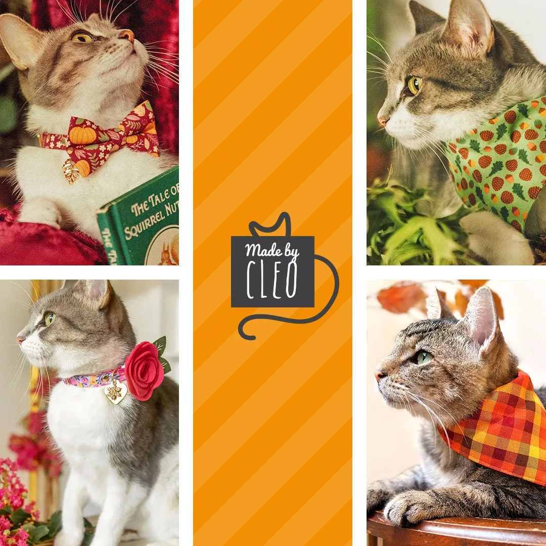 Pet Bow Tie - "Pumpkin Patch - Cranberry" - Burgundy Autumn Harvest Cat Bow / Fall   Thanksgiving / For Cats   Small Dogs (One Size)