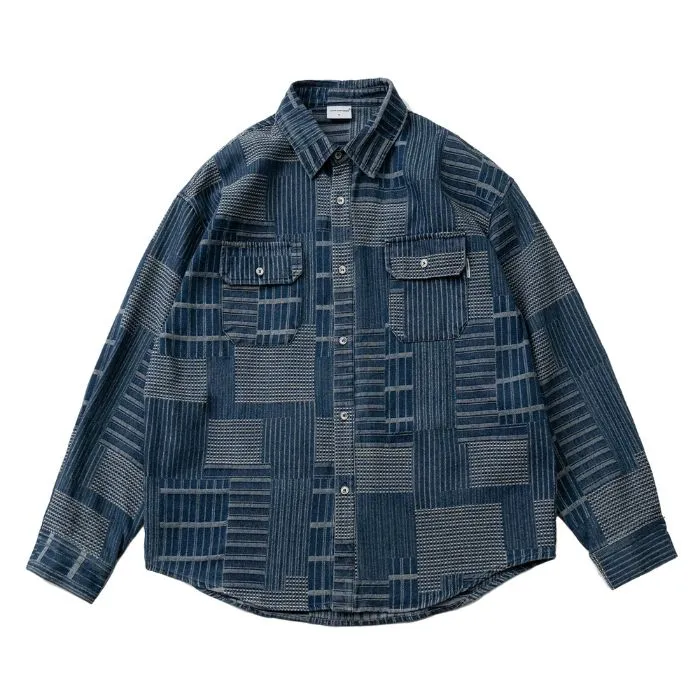 Plaid Denim Long Sleeves Shirt N0481