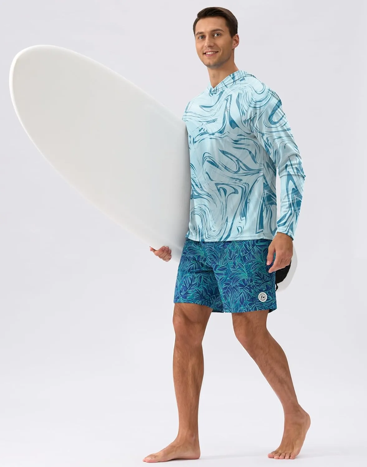 Pudolla Men's Sun Protection Hoodie Shirts UPF 50  Rash Guard SPF Long Sleeve Fishing Shirt for Men Swim Hiking Boating