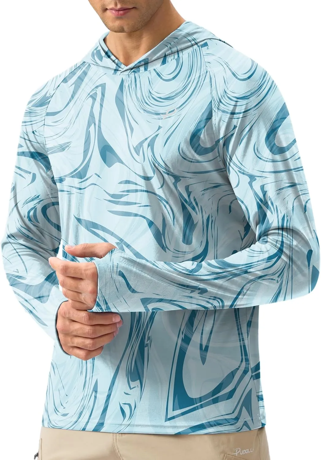 Pudolla Men's Sun Protection Hoodie Shirts UPF 50  Rash Guard SPF Long Sleeve Fishing Shirt for Men Swim Hiking Boating