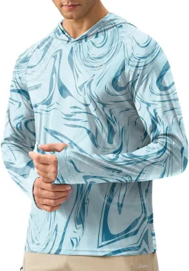 Pudolla Men's Sun Protection Hoodie Shirts UPF 50  Rash Guard SPF Long Sleeve Fishing Shirt for Men Swim Hiking Boating