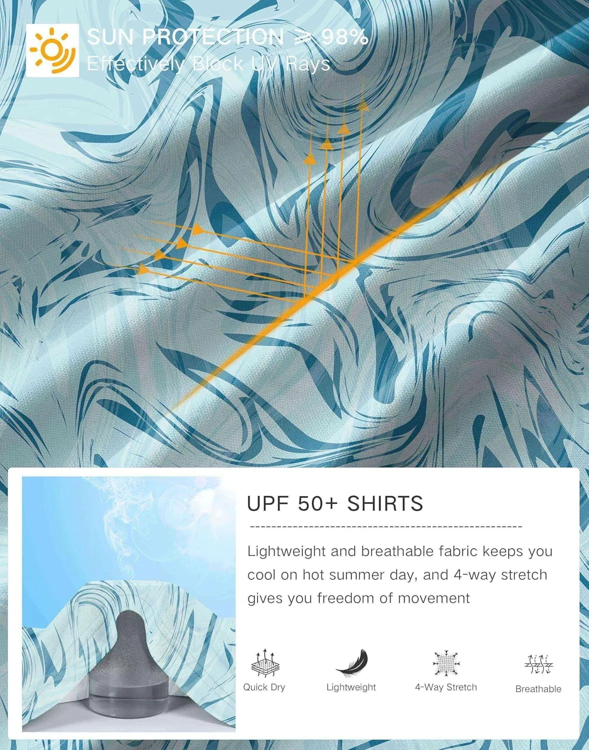 Pudolla Men's Sun Protection Hoodie Shirts UPF 50  Rash Guard SPF Long Sleeve Fishing Shirt for Men Swim Hiking Boating