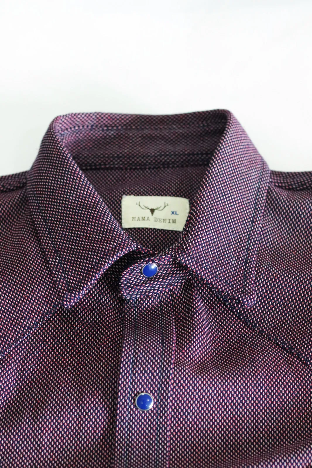 RED DOBBY SASHIKO WESTERN SHIRT