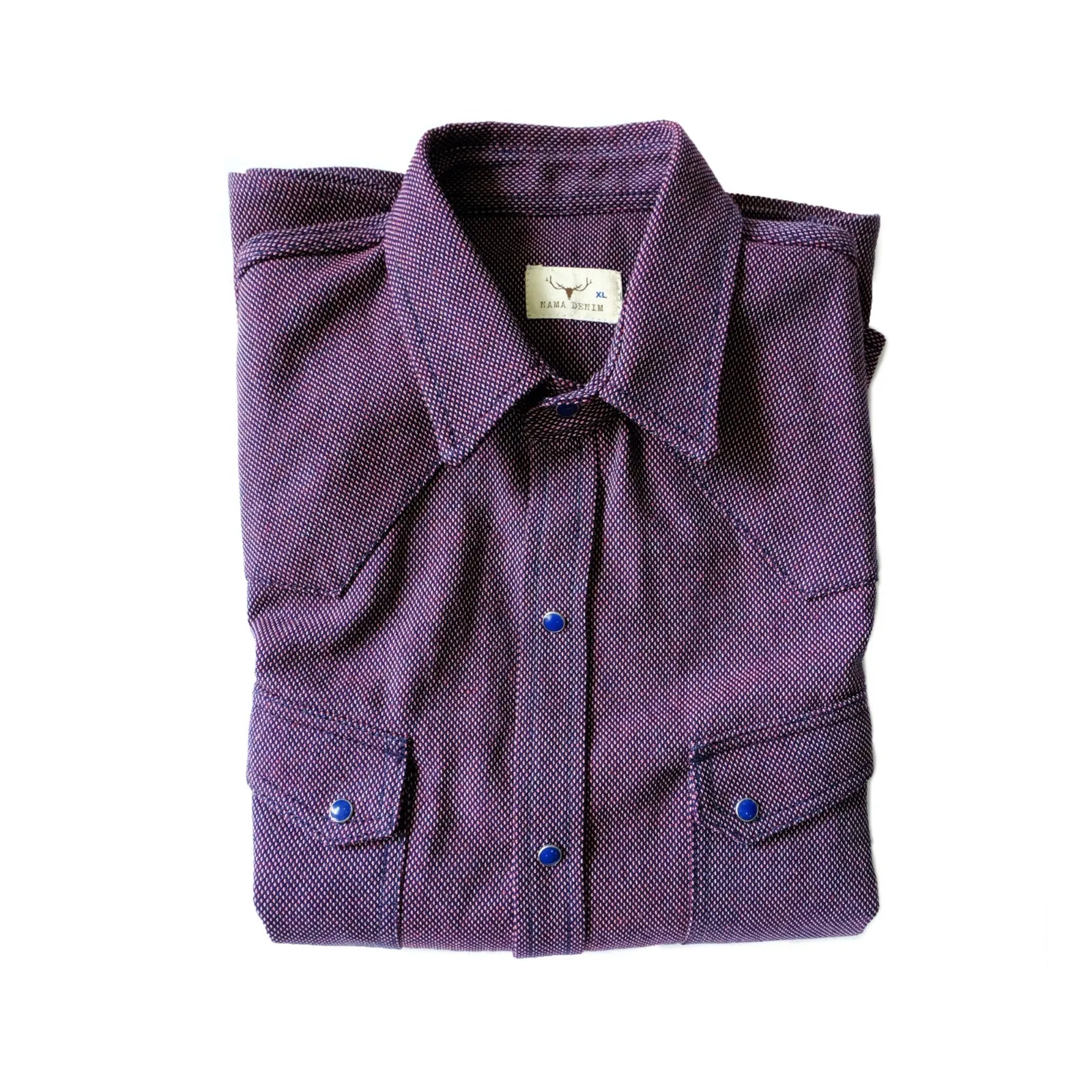 RED DOBBY SASHIKO WESTERN SHIRT