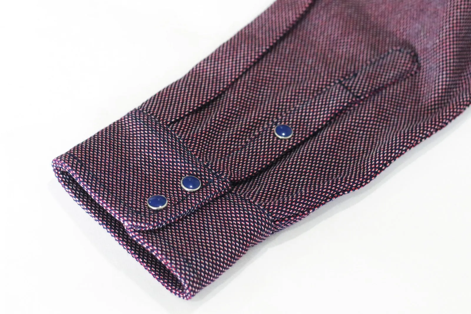 RED DOBBY SASHIKO WESTERN SHIRT