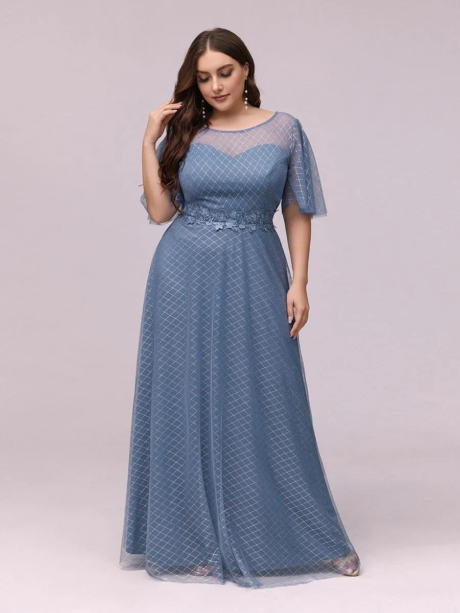 Romantic A-Line Printed Tulle A-Line Prom Dresses with Appliques