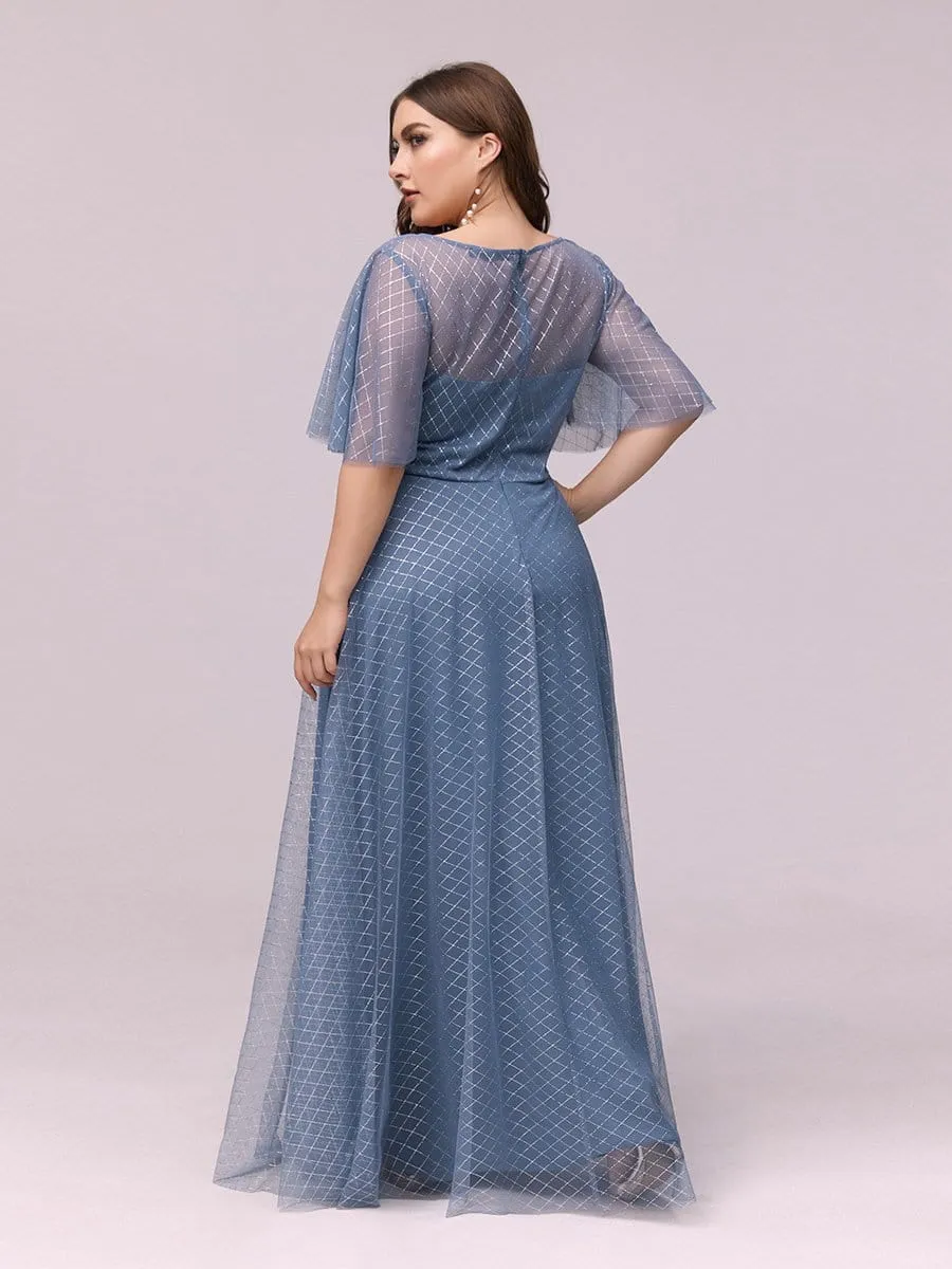 Romantic A-Line Printed Tulle A-Line Prom Dresses with Appliques