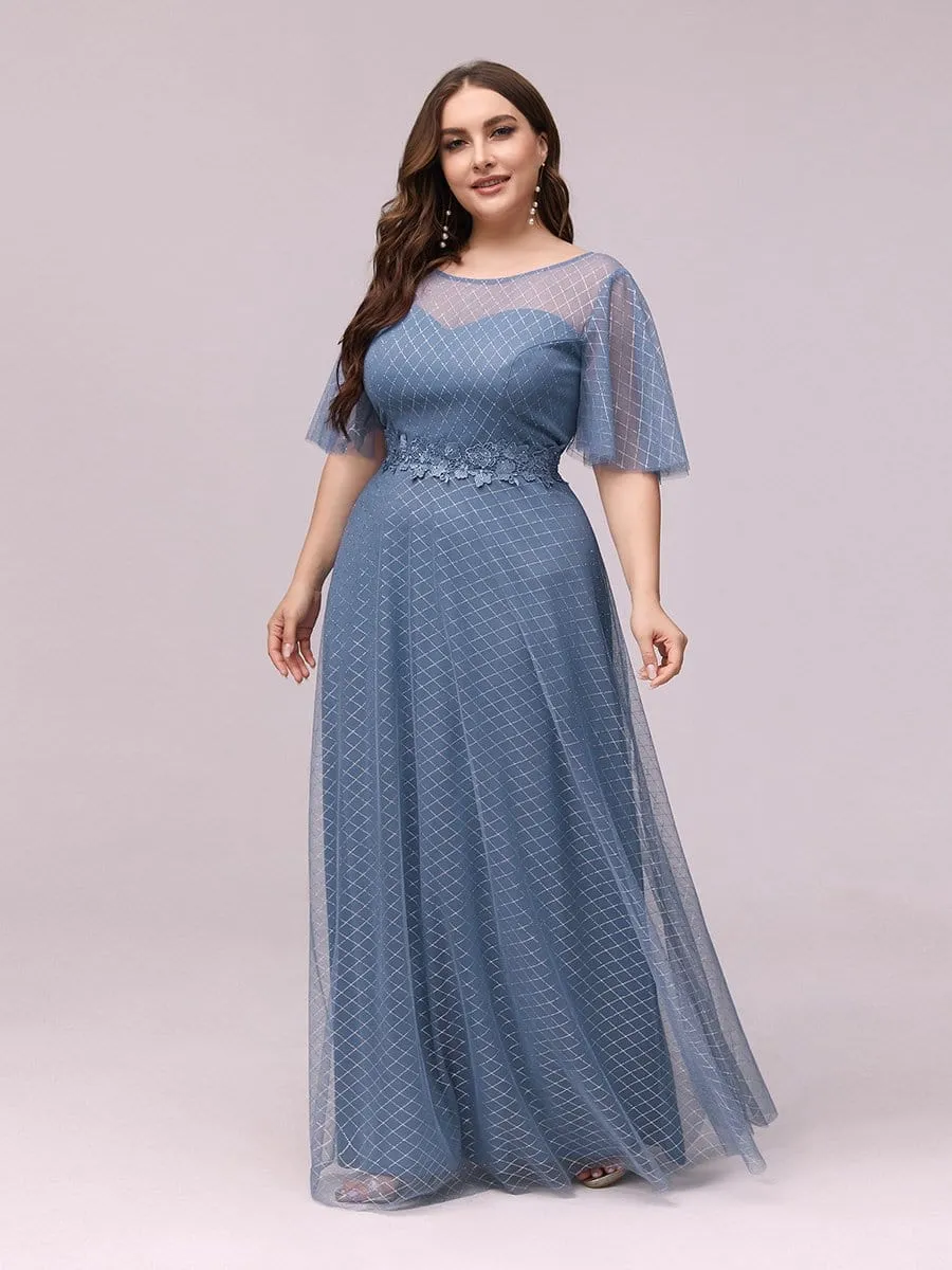 Romantic A-Line Printed Tulle A-Line Prom Dresses with Appliques