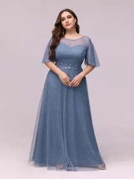 Romantic A-Line Printed Tulle A-Line Prom Dresses with Appliques