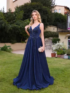 Sparking Stone A-line Evening Gown