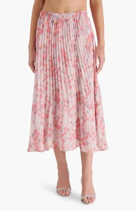 STEVE MADDEN RAINA FLORAL PLEATED MINI SKIRT IN DUSTY LAVENDER