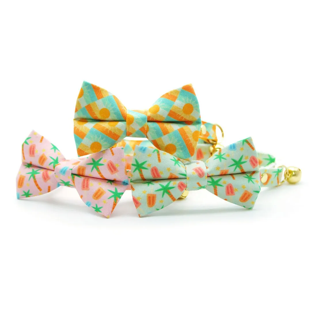 Sun Cat Bow Tie - "Sunrise" - Boho Retro Sunset Yellow Bow Tie for Cat / Desert, California, Sun Lover, Summer / Cat   Small Dog Bowtie