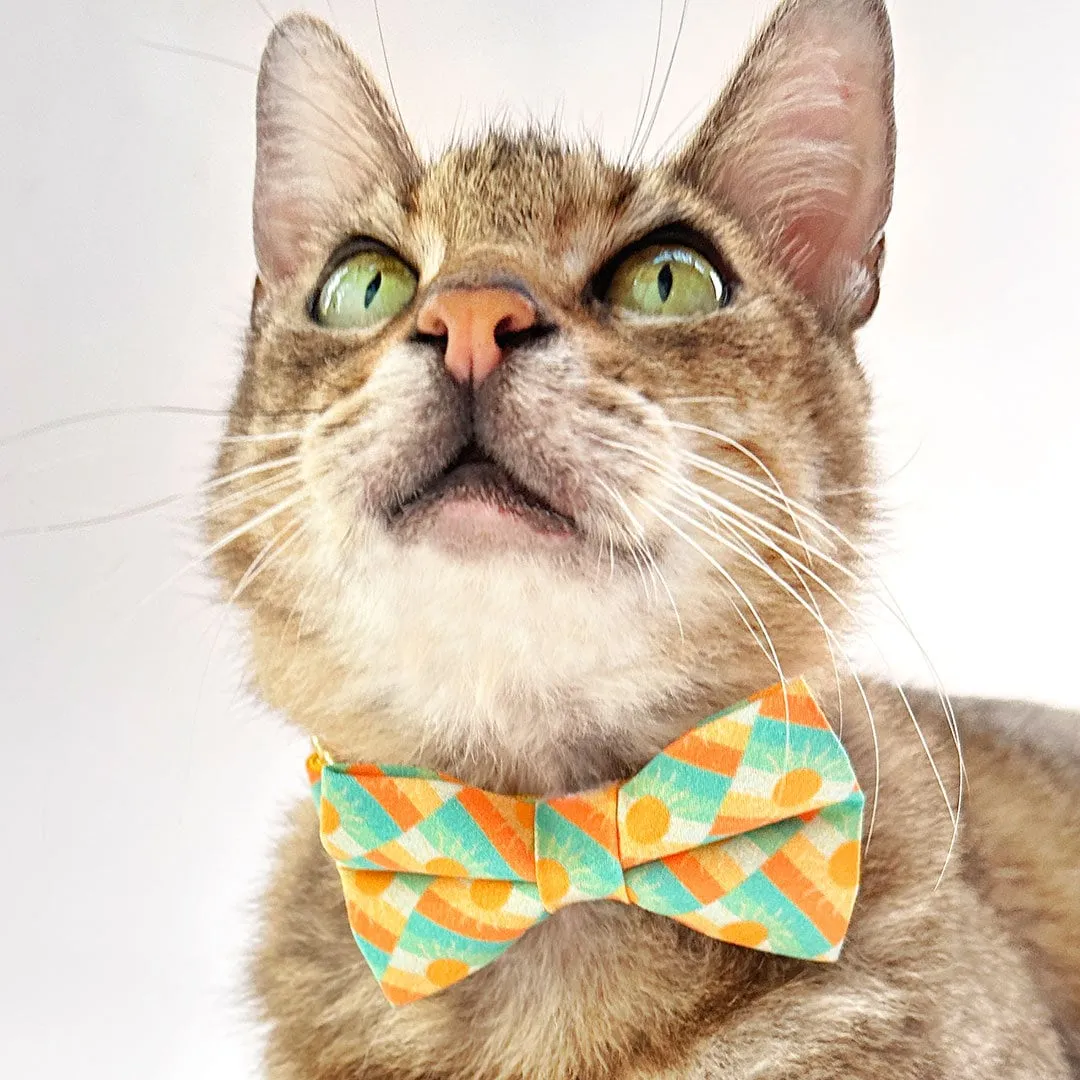 Sun Cat Bow Tie - "Sunrise" - Boho Retro Sunset Yellow Bow Tie for Cat / Desert, California, Sun Lover, Summer / Cat   Small Dog Bowtie