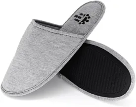 Sunshine Code Men's Memory Foam Cotton Washable Slippers with Matching Travel Bag for Home Hotel Spa Bedroom