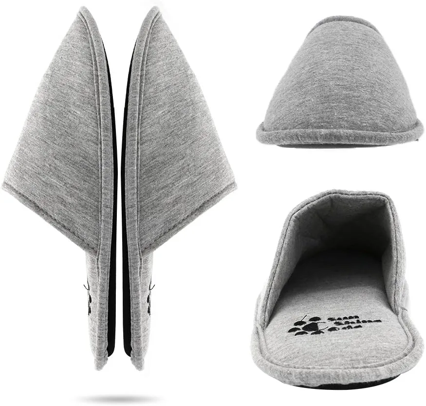 Sunshine Code Men's Memory Foam Cotton Washable Slippers with Matching Travel Bag for Home Hotel Spa Bedroom