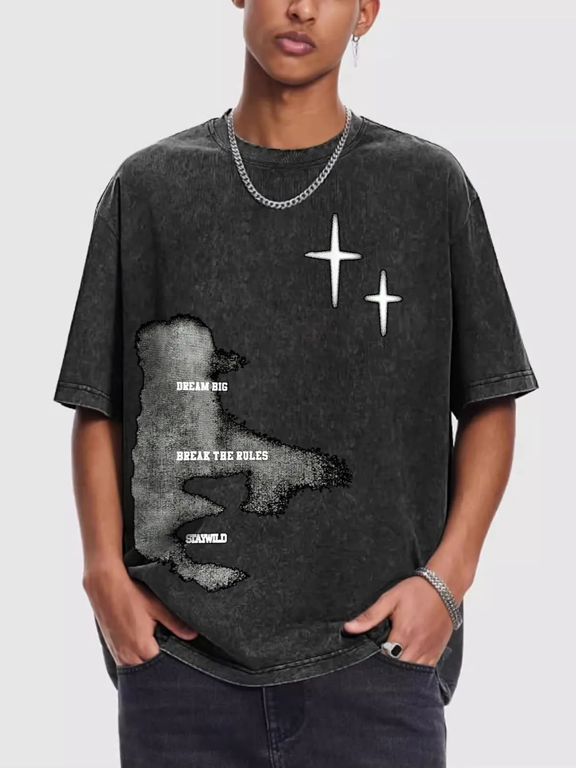 Verdusa Men's Letter Graphic Drop Shoulder T Shirts Casual Round Neck Tee Top