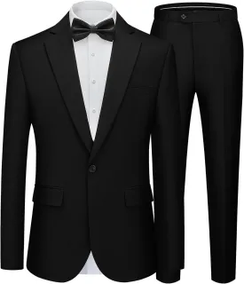 WEEN CHARM Men's Suits Slim Fit 2 Piece One Button Blazer Jacket Wedding Prom Tuxedo Pants Set