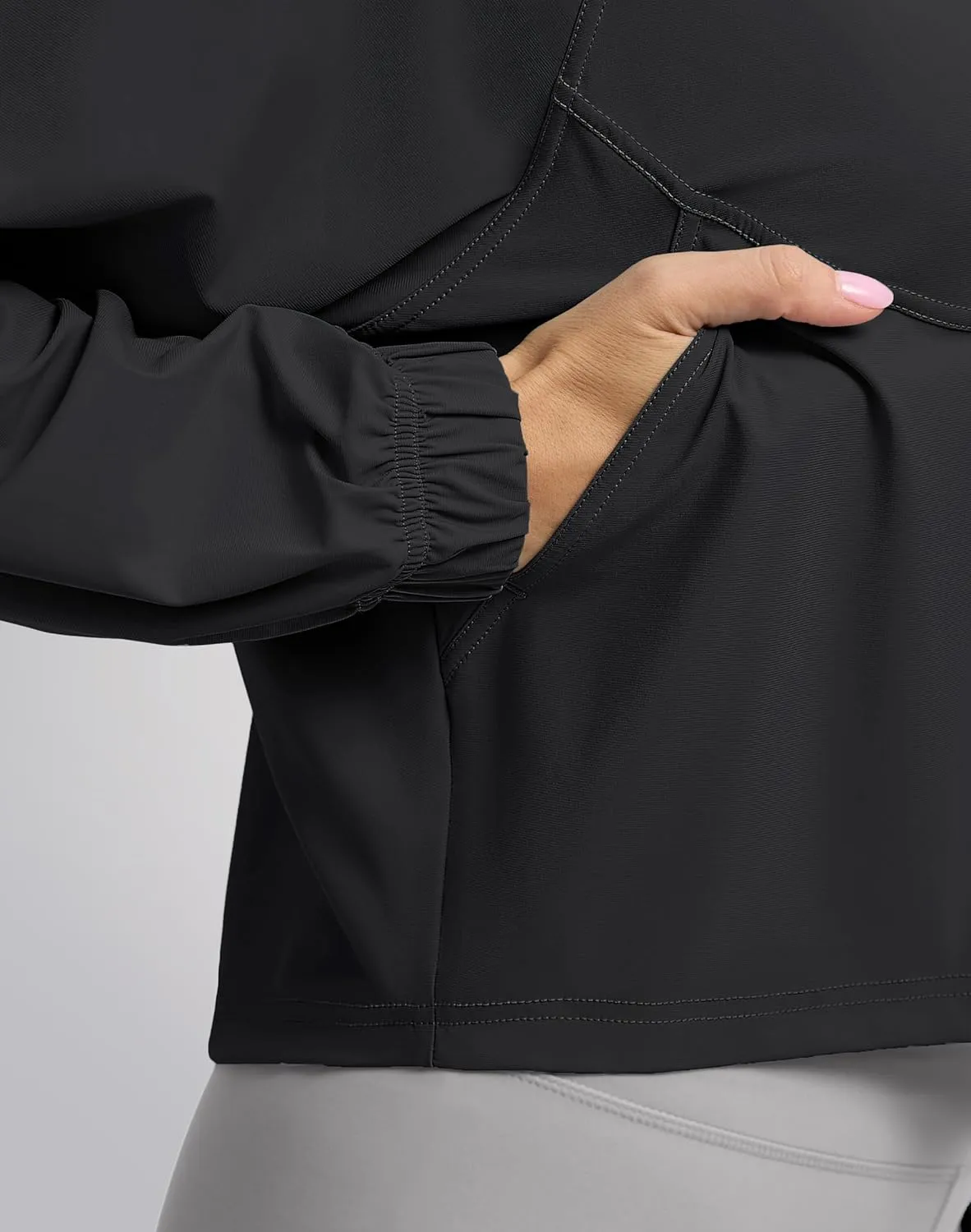 Women's Athletic Workout Jacket Lightweight UPF 50  Long Sleeve Sun Protection Shirts Zip Up Cropped Sun Jacket Hiking Tops