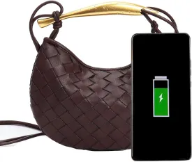 Woven Leather Dumpling Bag Dinner Handbag For Women Purse Hobo Bag Crossbody Shoulder Clutch Evening Wedding Box Bags
