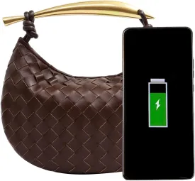 Woven Leather Dumpling Bag Dinner Handbag For Women Purse Hobo Bag Crossbody Shoulder Clutch Evening Wedding Box Bags