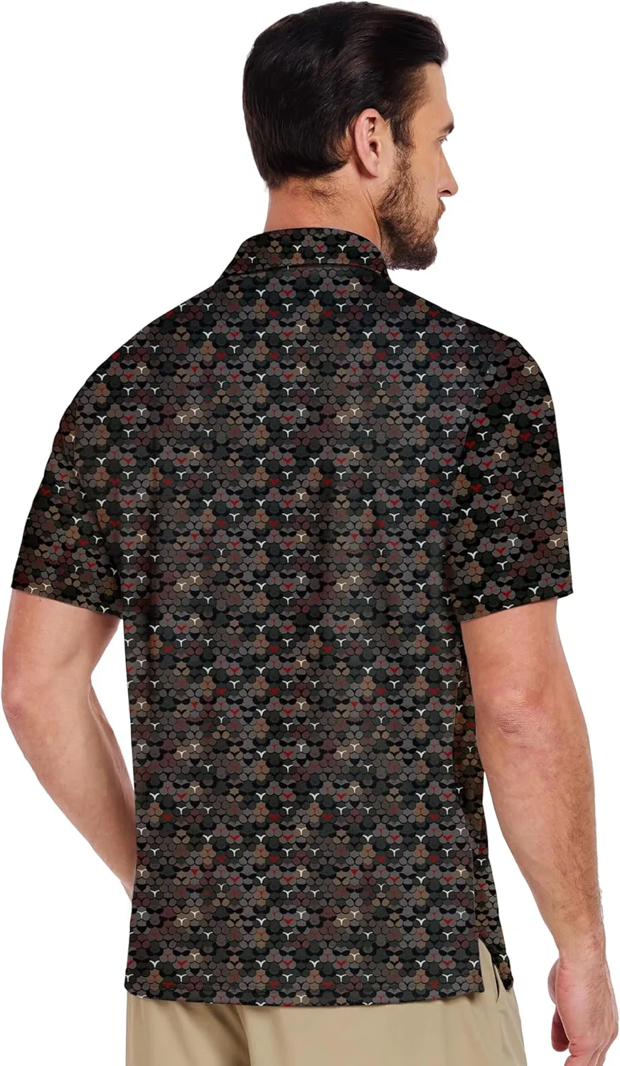 ZITY Men's Golf Shirts Short Sleeve Moisture Wicking Performance Print Patterns Casual Collared Golf Polo Shirt for Men